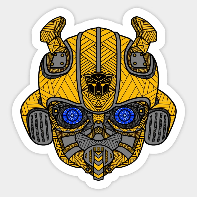 Bumblebee Ornate Sticker by polkamdesign